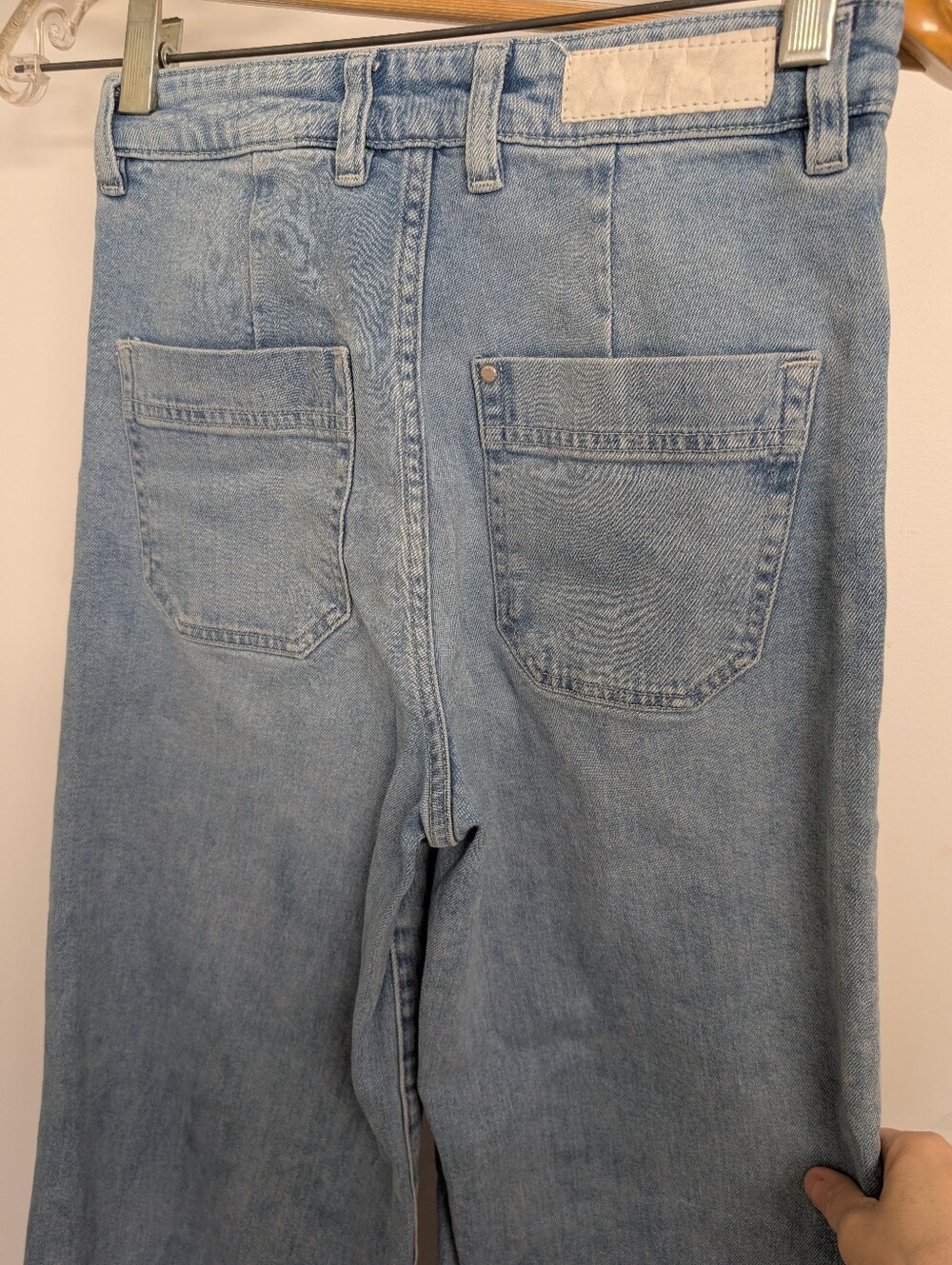 High Waist Culotte Wide Leg Cropped Jeans Light Wash Size 2 - Picture 3 of 3